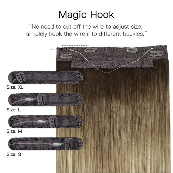 Walnut Brown to Ash Brown and Bleach Blonde Fish Line Real Human Hair Straight I - Picture 3 of 6